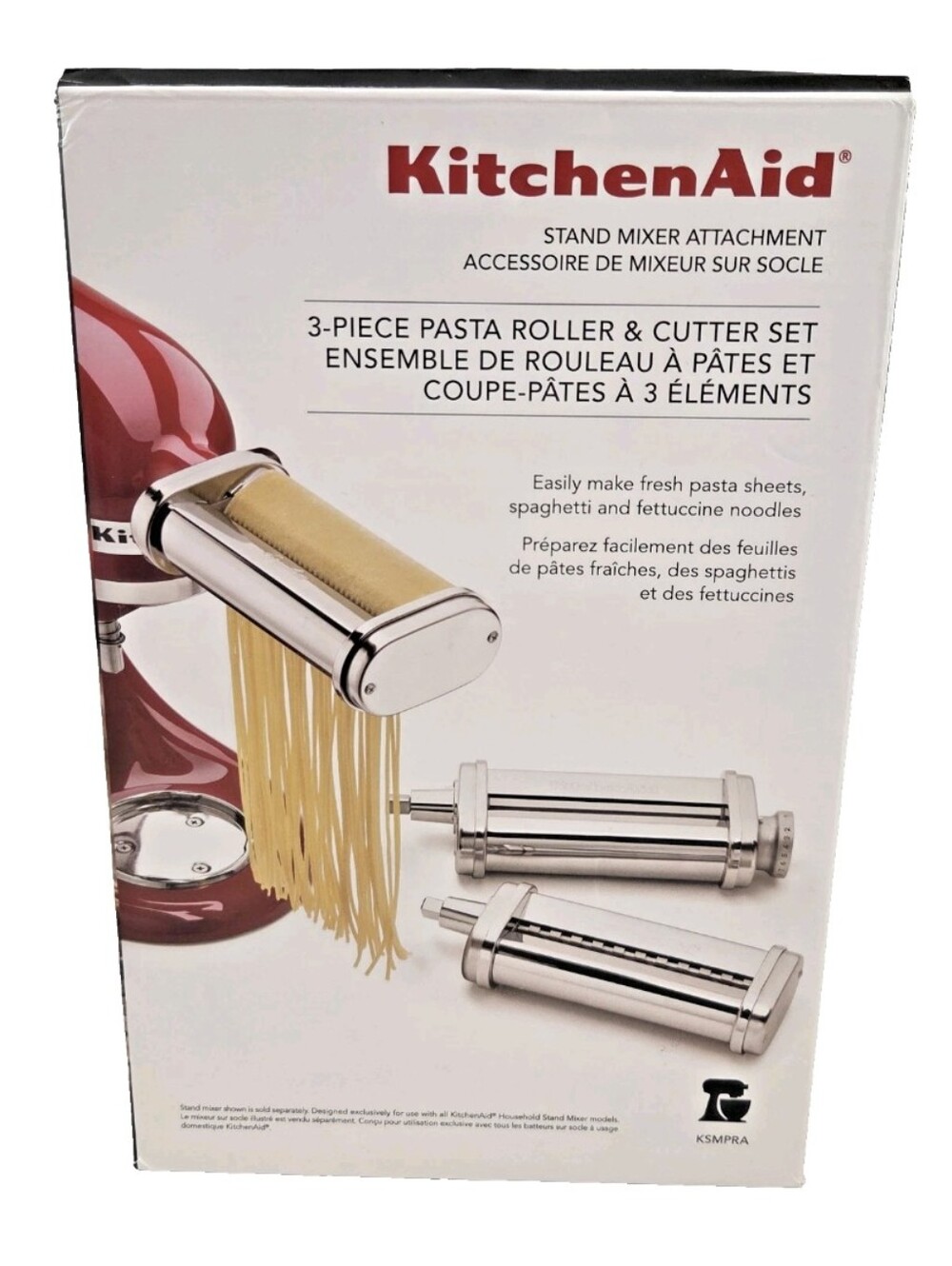 KitchenAid 3-PC Pasta Roller & Cutter Set Stand Mixer Attachment KSMPRA
